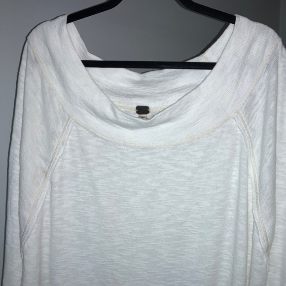 Free People We the Free oversized Palisades Off-The-Shoulder Shirt Sz L - Picture 3 of 7